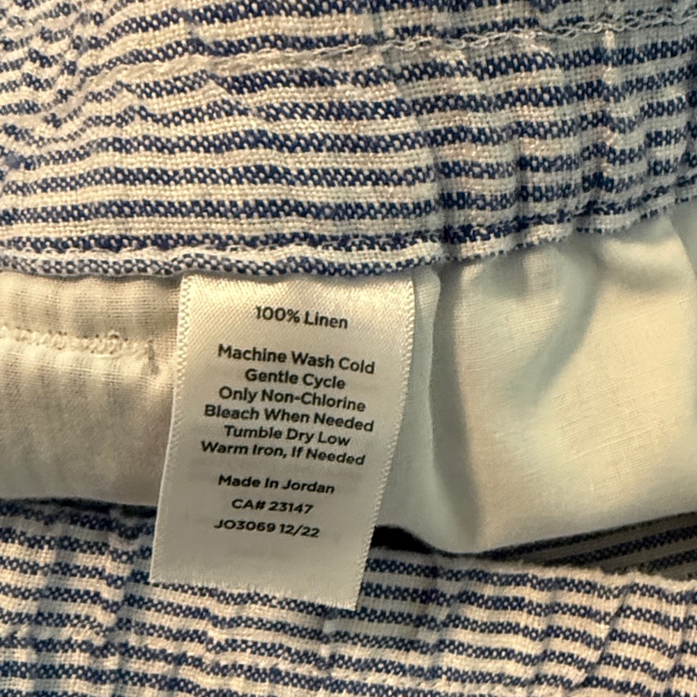 Talbots Blue and White Striped Drawstring Women’s Shorts Linen Sz2X - Picture 4 of 8